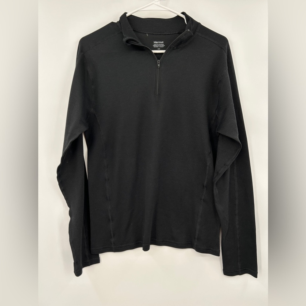 Marmot Womens Long Sleeve 1/4 Zip Top Size Medium Black Polartech Outdoor Hiking